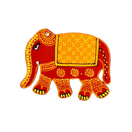 Handcrafted Folk Elephant Wooden Fridge Magnet Kitchen Decor